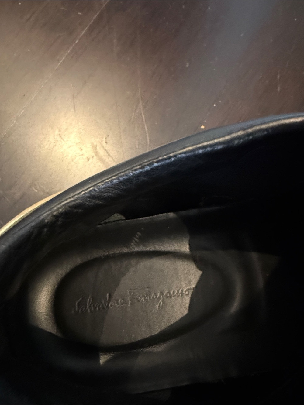 Salvatore Ferragamo Black Leather Low-Top Sneakers with White Sole - Picture 9 of 11